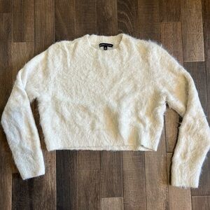 Kendall & Kylie Cropped Cream Fuzzy Sweater